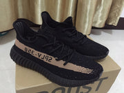 Yeezy 350 V2 Knit Sneakers in Black and Beige