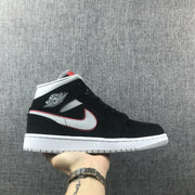 Air Jordan 1 Mid Black, White & Red Sneakers 554724-060