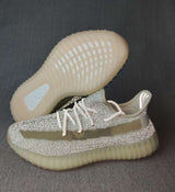 Yeezy 350 V2 Knit Sneakers in Light Gray and Cream