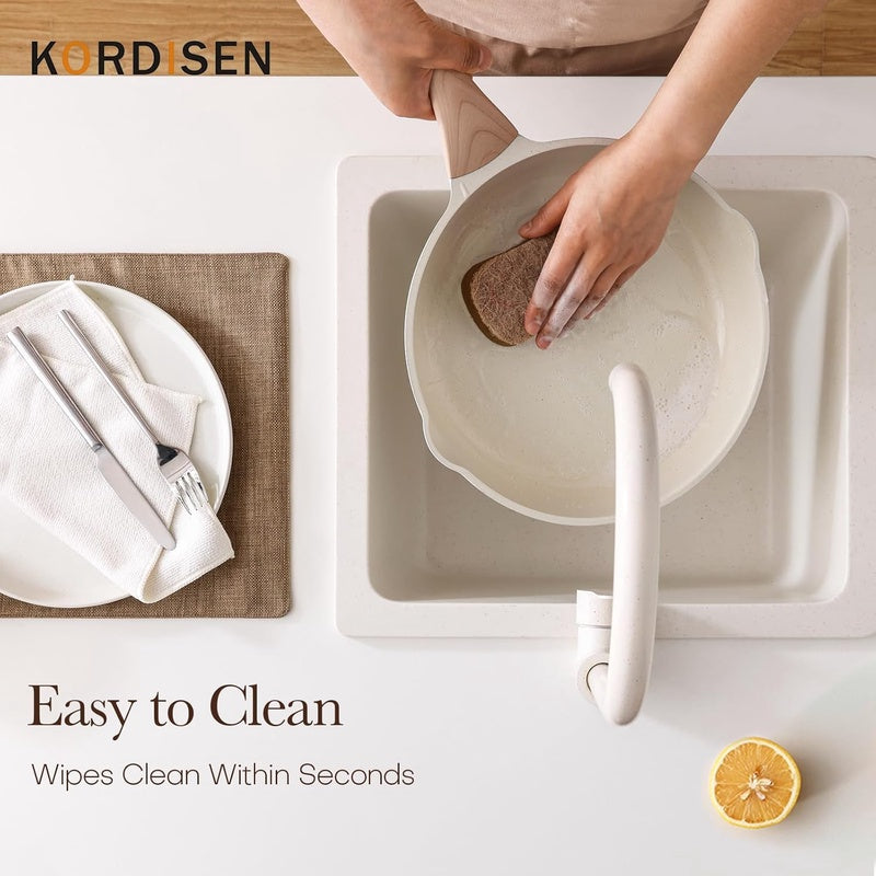 8-Inch Ceramic Non-Stick Frying Pan with Small Egg Pan - PFOA\u002FPFAS-Free Healthy Cookware, Induction Compatible Skillet Suitable for \u002F\u002FCeramic Stoves, Heat-Resistant Handle & - Coating