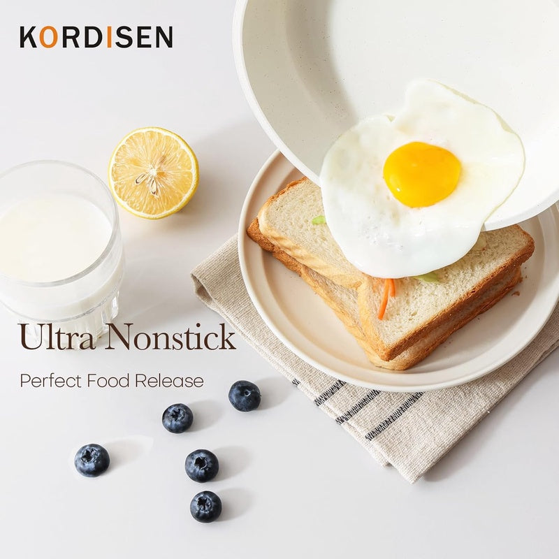 8-Inch Ceramic Non-Stick Frying Pan with Small Egg Pan - PFOA\u002FPFAS-Free Healthy Cookware, Induction Compatible Skillet Suitable for \u002F\u002FCeramic Stoves, Heat-Resistant Handle & - Coating