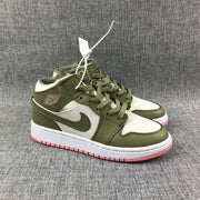 Air Jordan 1 High Sneakers Olive Green White Pink
