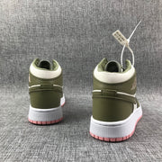 Air Jordan 1 High Sneakers Olive Green White Pink