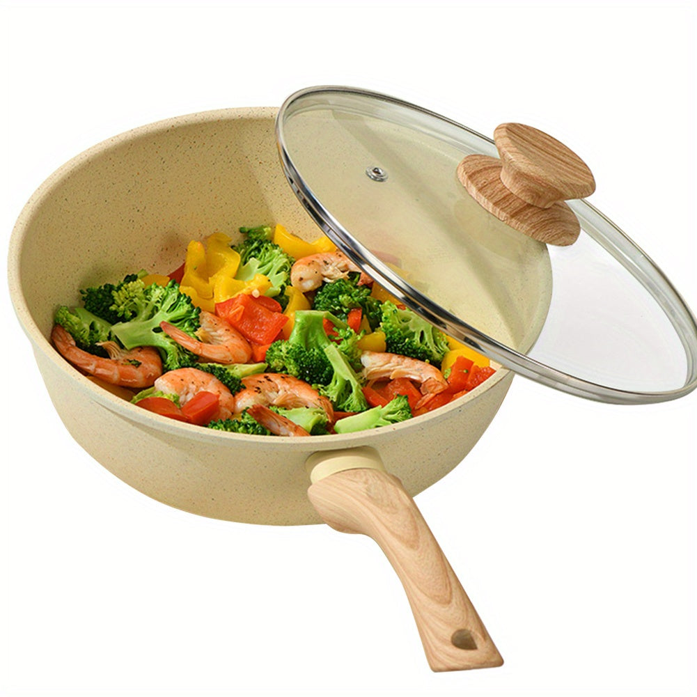 9.45inch Non-Stick Skillet with Lid, Ideal for Omelets And Breakfast, Featuring a Heat-Resistant Handle