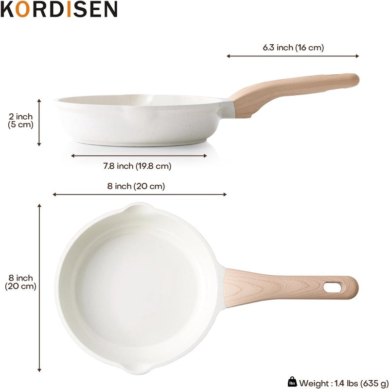 8-Inch Ceramic Non-Stick Frying Pan with Small Egg Pan - PFOA\u002FPFAS-Free Healthy Cookware, Induction Compatible Skillet Suitable for \u002F\u002FCeramic Stoves, Heat-Resistant Handle & - Coating