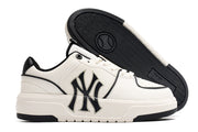 MLB New York Yankees White and Black Low-Top Sneakers