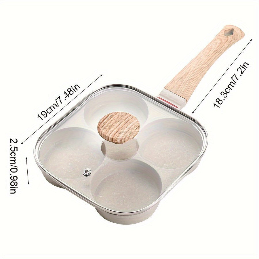 Non-Stick Egg Frying Pan YumiPLUS Non-Stick 4-Cup Maifan Stone Egg Frying Pan - Aluminum Cookware with Lid, Dishwasher Safe, Compatible with Gas and Induction Stoves for Eggs, Pancakes, and Tortillas