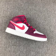 Air Jordan 1 High Sneakers in White, Pink and Burgundy