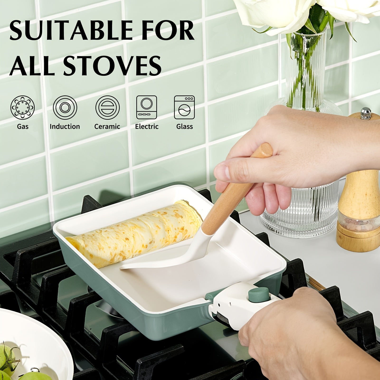 12pcs\u002F5pcs Nonstick Cookware Set with Ceramic Coating & Detachable Handle - Induction Suitable for Stovetops, Stackable Pots and Pans, for RV, Boiling, Frying, Sauce Making - Removable Handle for Use