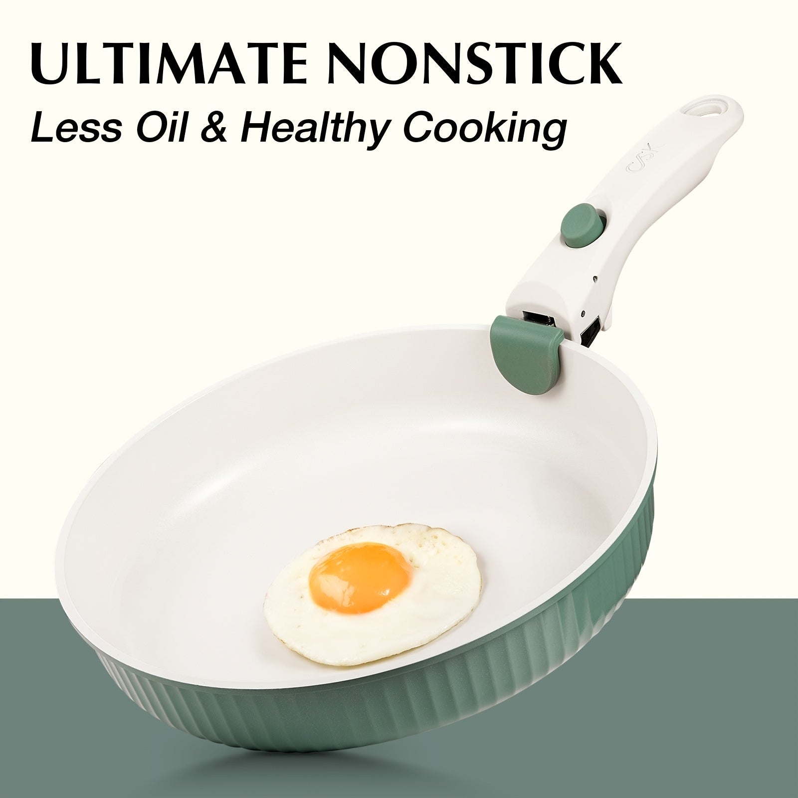 12pcs\u002F5pcs Nonstick Cookware Set with Ceramic Coating & Detachable Handle - Induction Suitable for Stovetops, Stackable Pots and Pans, for RV, Boiling, Frying, Sauce Making - Removable Handle for Use