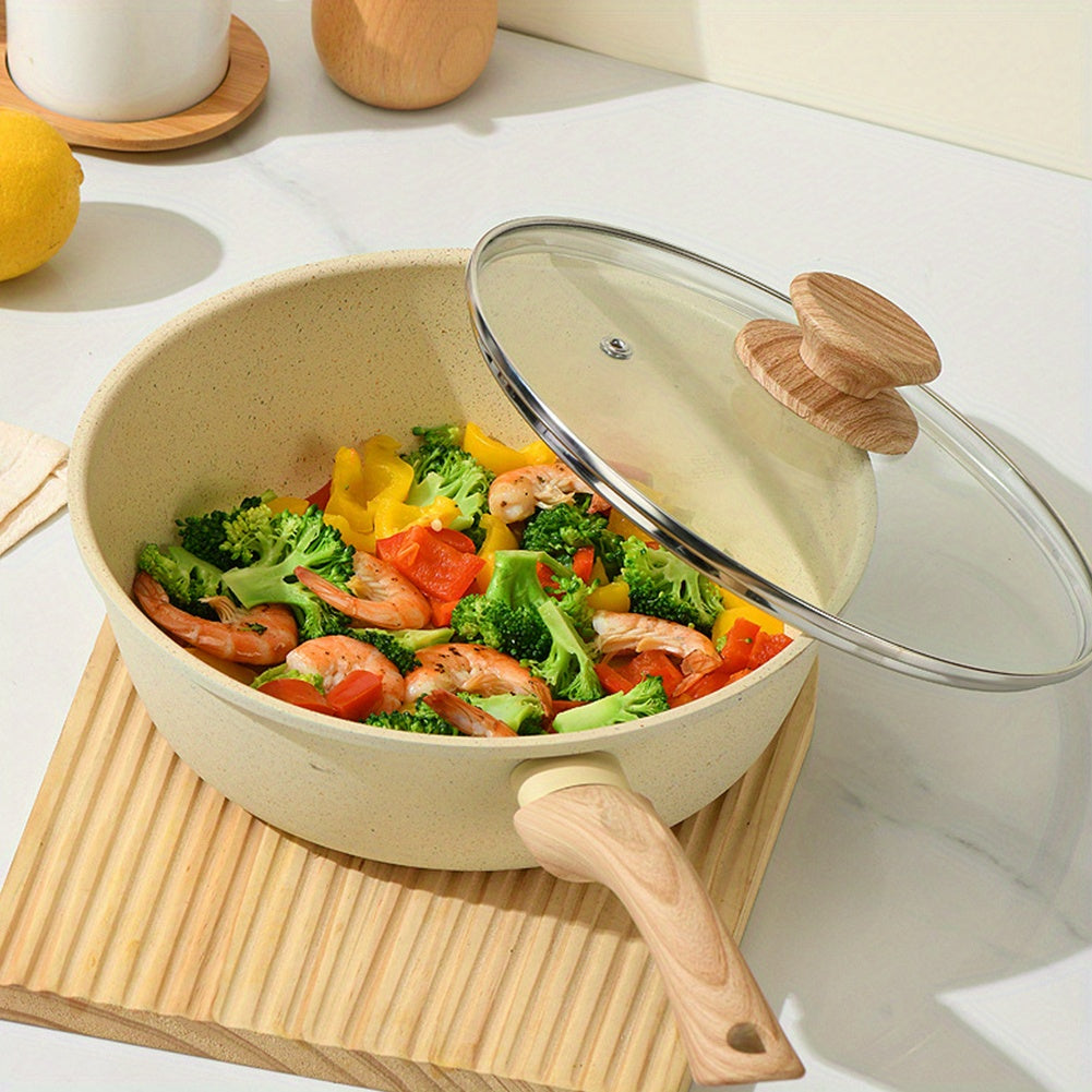 9.45inch Non-Stick Skillet with Lid, Ideal for Omelets And Breakfast, Featuring a Heat-Resistant Handle