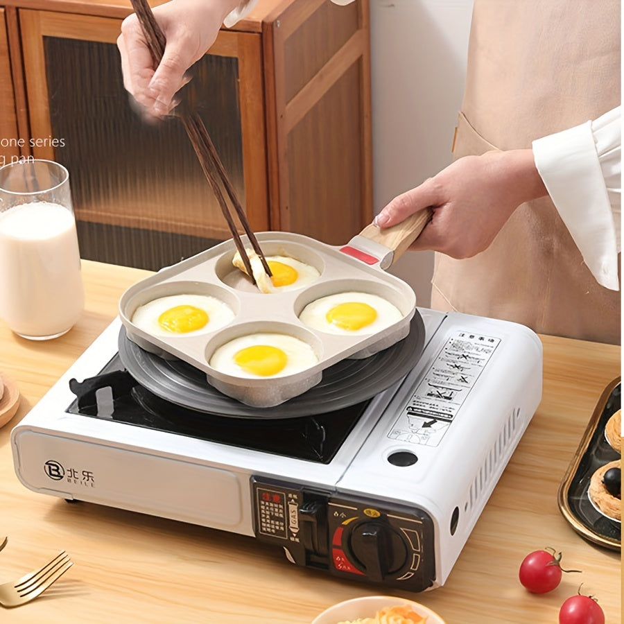 Non-Stick Egg Frying Pan YumiPLUS Non-Stick 4-Cup Maifan Stone Egg Frying Pan - Aluminum Cookware with Lid, Dishwasher Safe, Compatible with Gas and Induction Stoves for Eggs, Pancakes, and Tortillas
