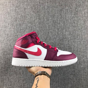 Air Jordan 1 High Sneakers in White, Pink and Burgundy