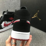 Air Jordan 1 Mid Black Red Sneakers 852542-061