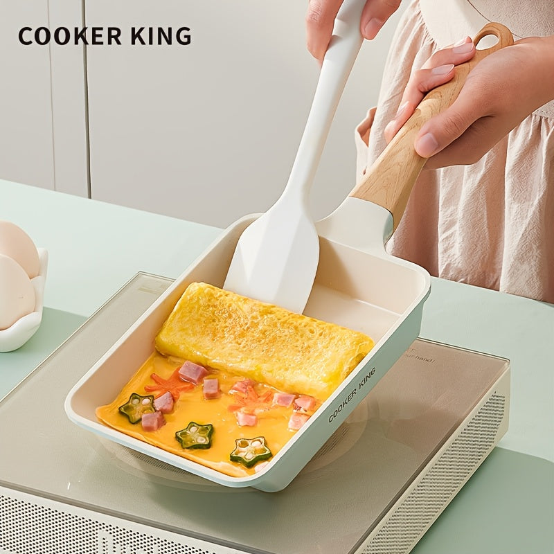 COOKER KING Nonstick Frying Pan, 7.09*5.12inch Rectangle Frying Pan, Titanium-Containing Ceramic-Coated Nonstick Fry Pan, PTFE-Free, PFOA-Free, Stay-Cool Handle, Ceramic Inside and Outside, Easy to Clean, Induction Ready, Compatible with All
