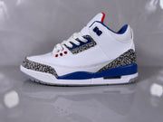 Jordan 3 White and Blue Elephant Print Sneakers