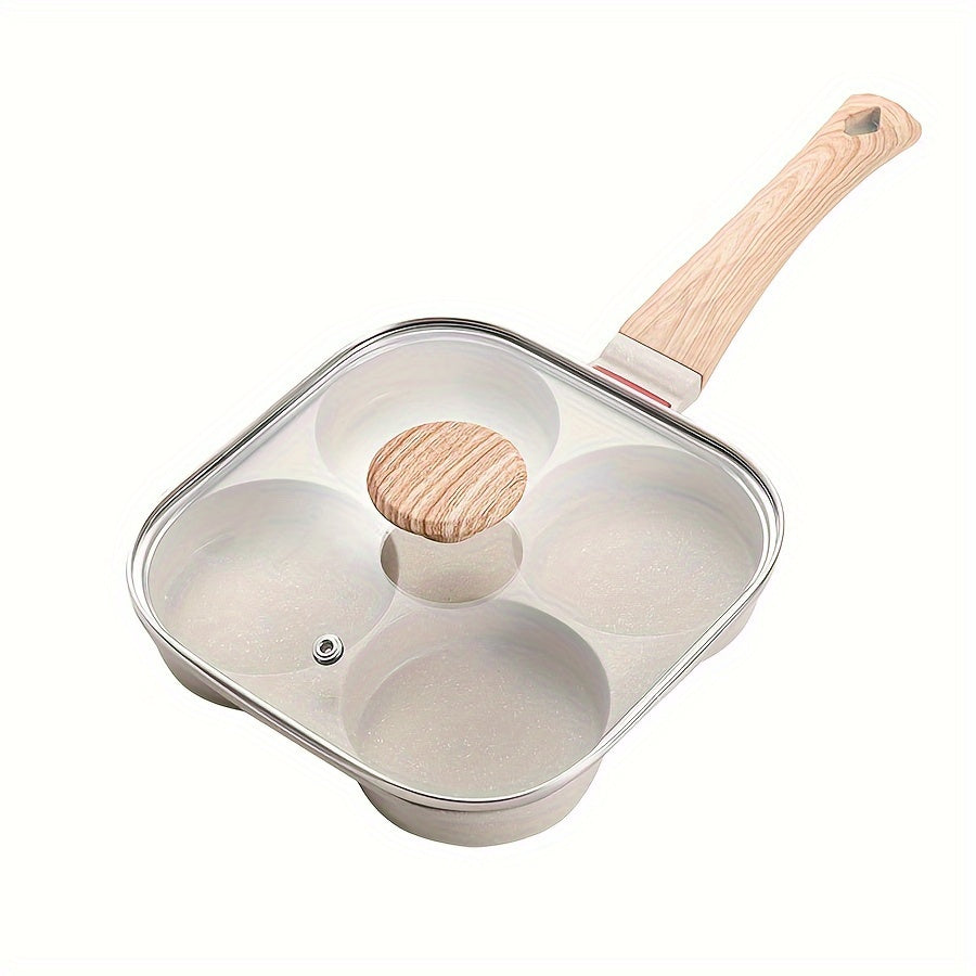 Non-Stick Egg Frying Pan YumiPLUS Non-Stick 4-Cup Maifan Stone Egg Frying Pan - Aluminum Cookware with Lid, Dishwasher Safe, Compatible with Gas and Induction Stoves for Eggs, Pancakes, and Tortillas