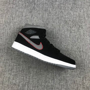 Air Jordan 1 Mid Black Grey Red Sneakers 554724-060