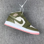 Air Jordan 1 High Sneakers Olive Green White Pink