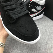 Air Jordan 1 Mid Black, White & Red Sneakers 554724-060