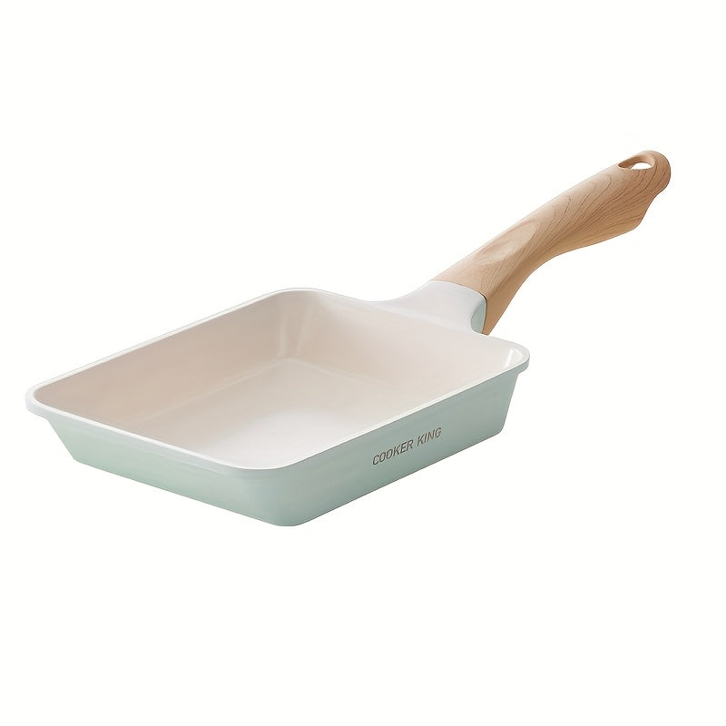 COOKER KING Nonstick Frying Pan, 7.09*5.12inch Rectangle Frying Pan, Titanium-Containing Ceramic-Coated Nonstick Fry Pan, PTFE-Free, PFOA-Free, Stay-Cool Handle, Ceramic Inside and Outside, Easy to Clean, Induction Ready, Compatible with All