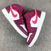 Air Jordan 1 High Sneakers in White, Pink and Burgundy