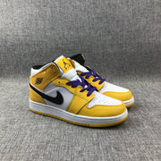 Air Jordan 1 Mid Lakers Yellow and Purple Sneakers BQ6931-700