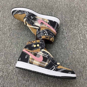 Jordan 1 Mid Paisley Sneakers Black Tan Pink White