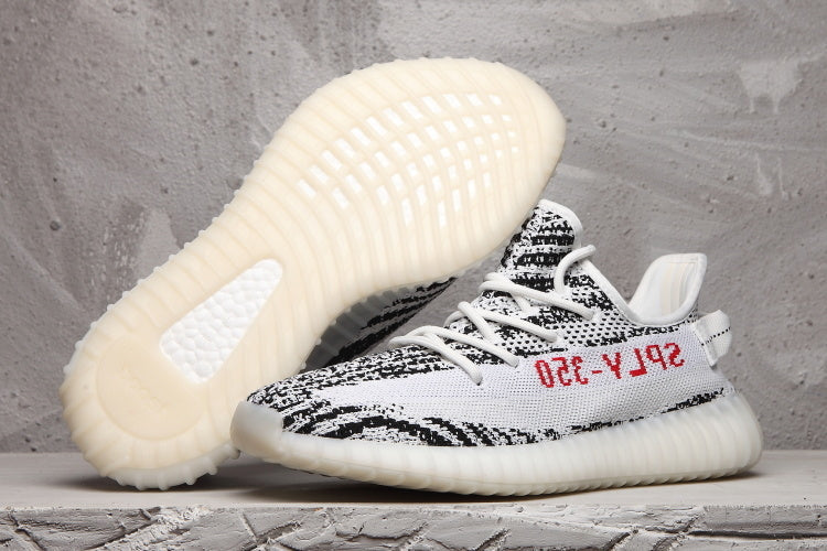 Yeezy 350 V2 Black and White Knit Sneakers