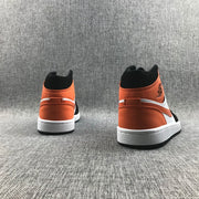 Air Jordan 1 Mid Black White Orange Sneakers 554724-058