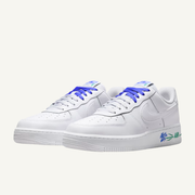 Nike Women's White ir Force 1 Low 'Blue Flower' Sneakers, IF0498 101