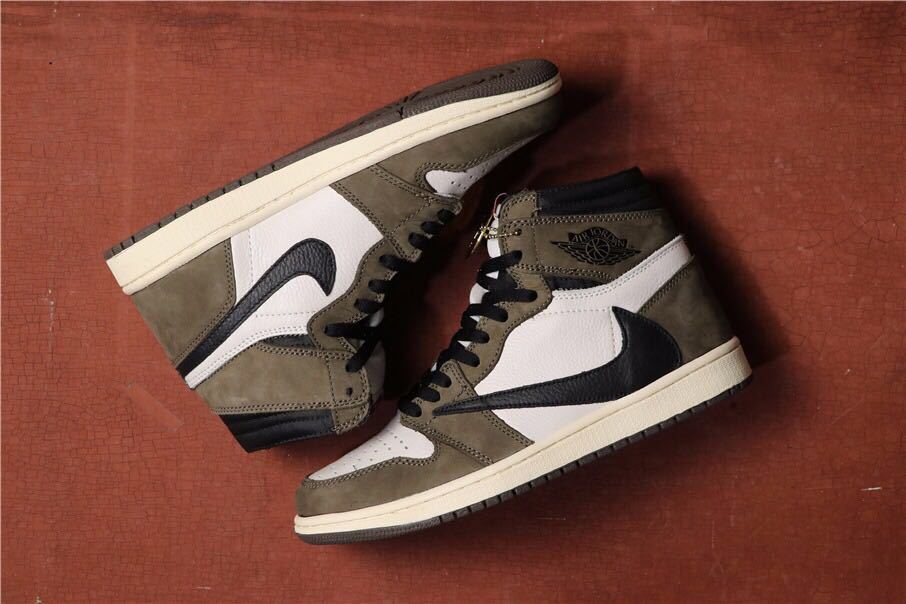 Air Jordan 1 High OG TS SP Sneakers, Brown and White, CD4487-100