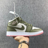 Air Jordan 1 High Sneakers Olive Green White Pink