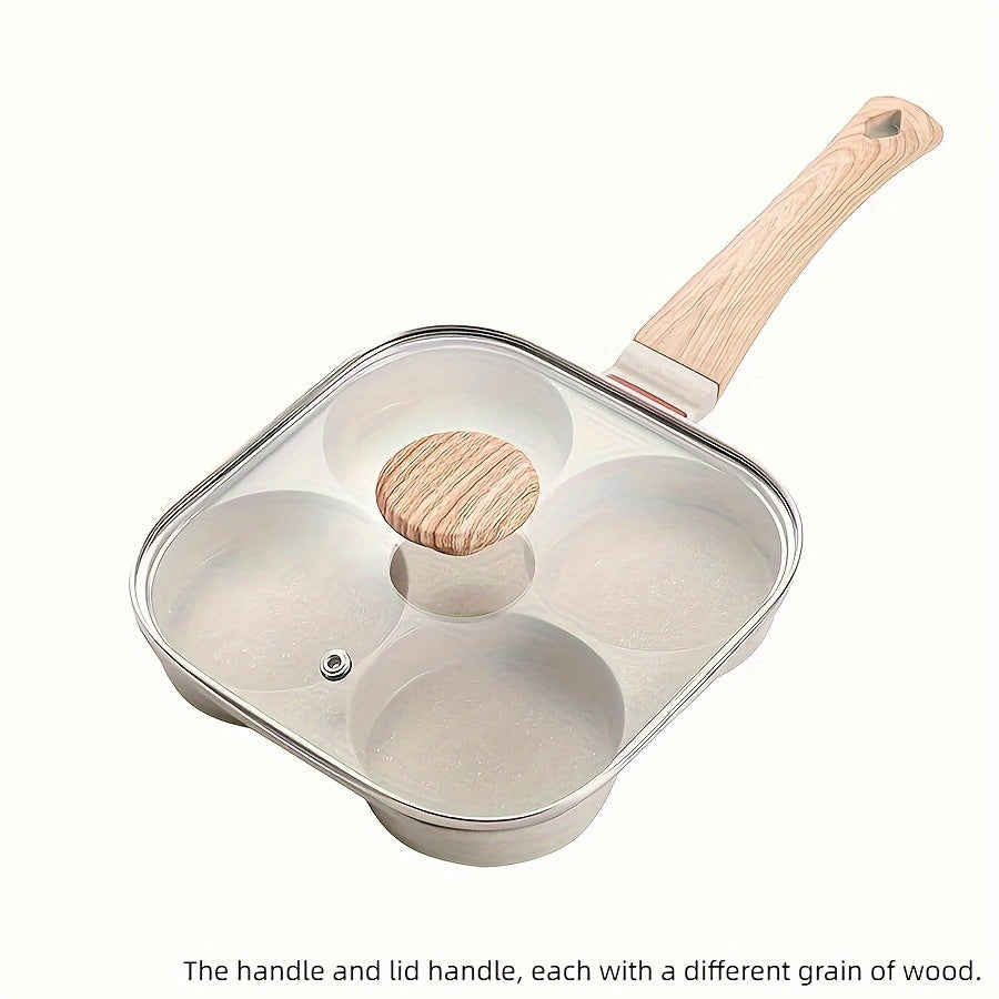 Non-Stick Egg Frying Pan YumiPLUS Non-Stick 4-Cup Maifan Stone Egg Frying Pan - Aluminum Cookware with Lid, Dishwasher Safe, Compatible with Gas and Induction Stoves for Eggs, Pancakes, and Tortillas