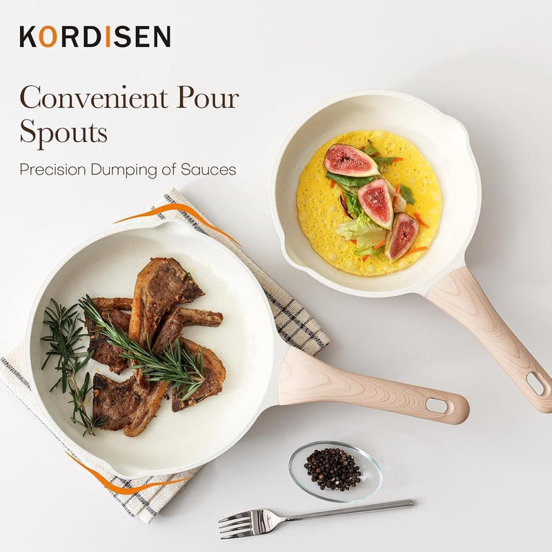 8-Inch Ceramic Non-Stick Frying Pan with Small Egg Pan - PFOA\u002FPFAS-Free Healthy Cookware, Induction Compatible Skillet Suitable for \u002F\u002FCeramic Stoves, Heat-Resistant Handle & - Coating