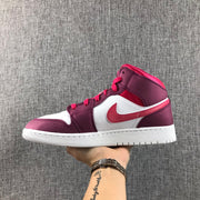 Air Jordan 1 High Sneakers in White, Pink and Burgundy