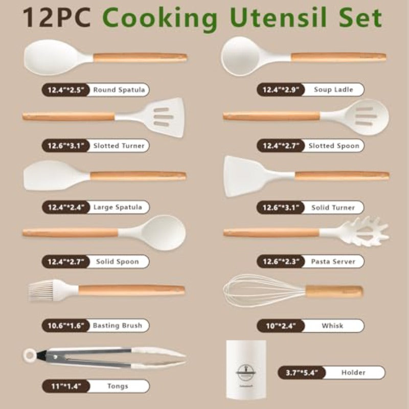 omcriWorry-Free Cooking with Ceramic Frying Pan and Scratch-Safe Silicone Utensil Set