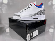 Jordan 3 Retro White Cement Sneakers White Grey Red Blue