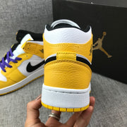 Air Jordan 1 Mid Lakers Yellow and Purple Sneakers BQ6931-700