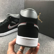 Air Jordan 1 Mid Black Grey Red Sneakers 554724-060
