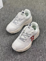 MLB White Chunky Lace-Up Sneakers with Red Side Logo