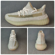 Yeezy 350 V2 Knit Sneakers in Light Gray and Cream