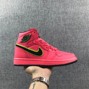 Air Jordan 1 Mid Sneakers in Pink and Black AQ9131-600