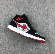 Air Jordan 1 Mid Black Red Sneakers 852542-061