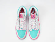 Jordan 1 Mid Sneakers White Pink Aqua 555112-102