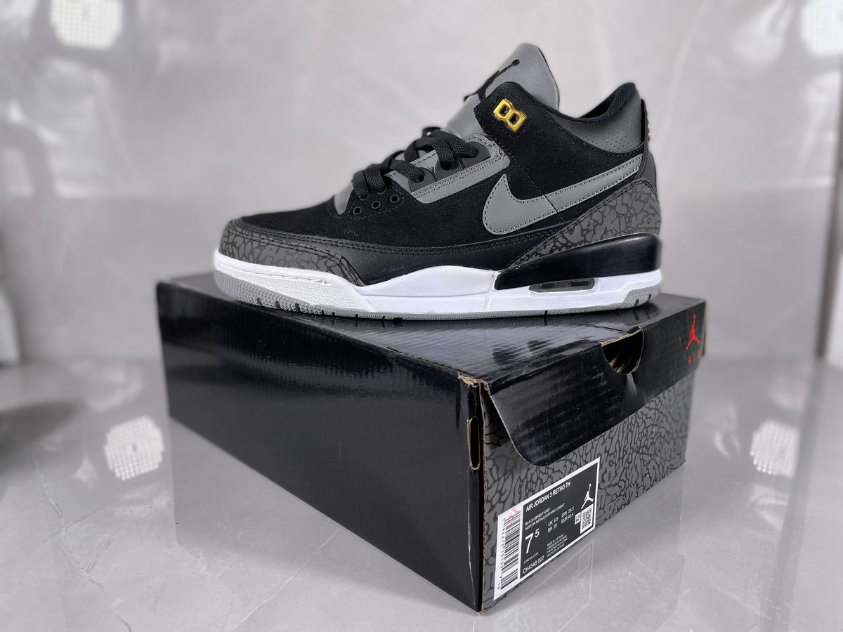 Air Jordan 3 Retro Black and Grey Sneakers