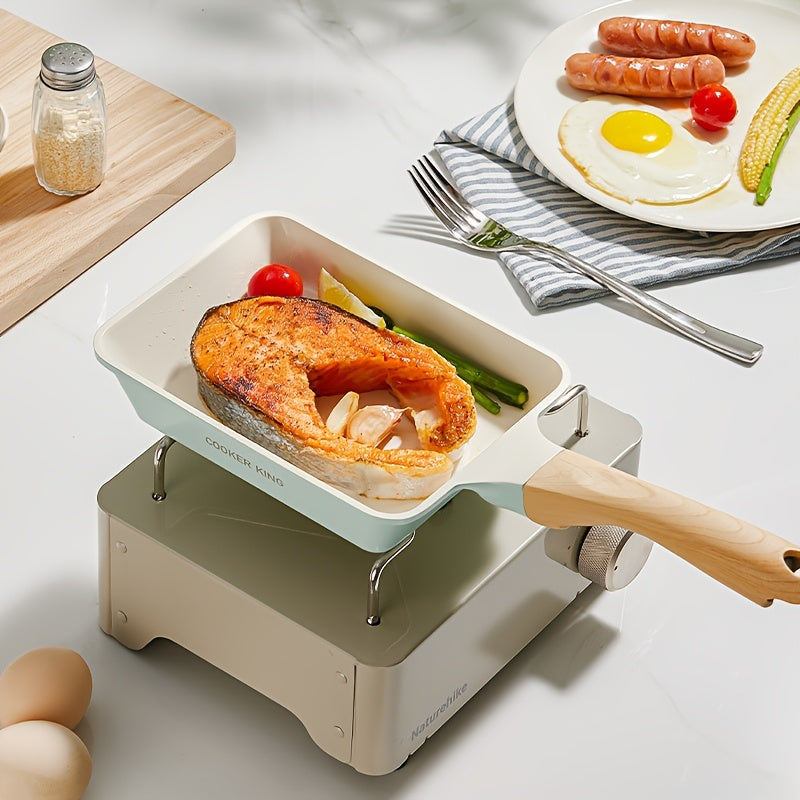 COOKER KING Nonstick Frying Pan, 7.09*5.12inch Rectangle Frying Pan, Titanium-Containing Ceramic-Coated Nonstick Fry Pan, PTFE-Free, PFOA-Free, Stay-Cool Handle, Ceramic Inside and Outside, Easy to Clean, Induction Ready, Compatible with All