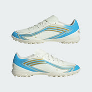 Men's Adidas F50 Messi Club Turf Soccer Cleats - Ivory / Semi Blue Burst / Icey Blue